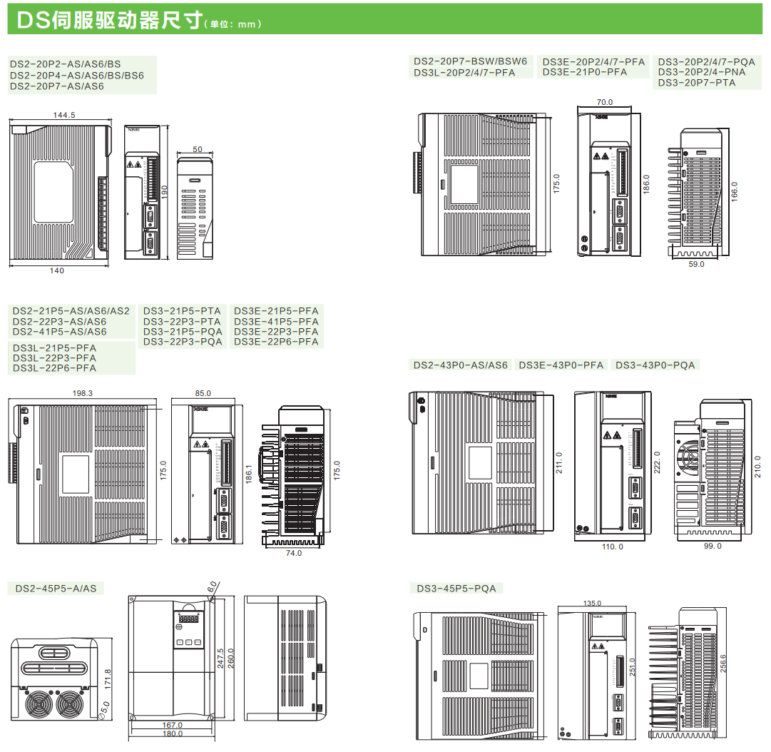 信捷伺服驅(qū)動器尺寸